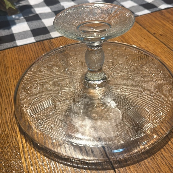 Vintage Jeanette Glass Harp and Lyre Pedestal Cake Stand - Picture 4 of 5